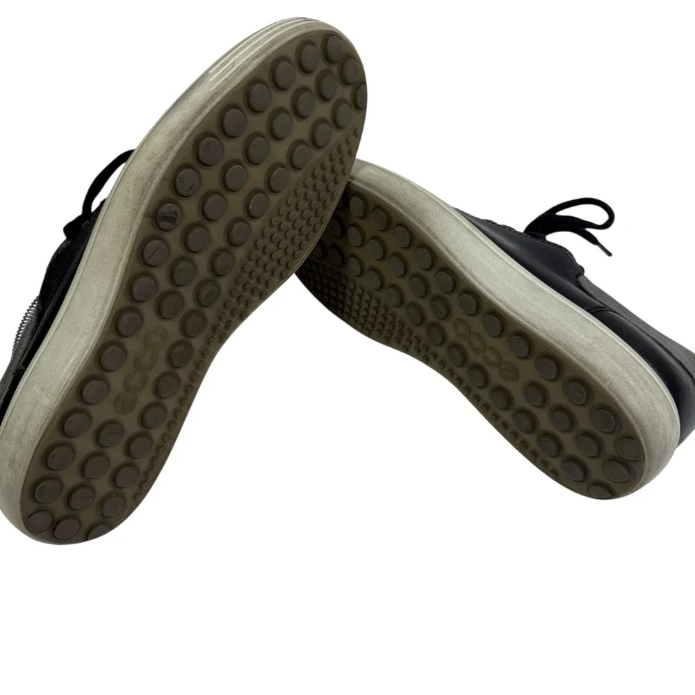 ECCO Soft 7 Mens Black Leather‎ Low Top Sneakers 470054-52570 Size 10-10.5 EU 44